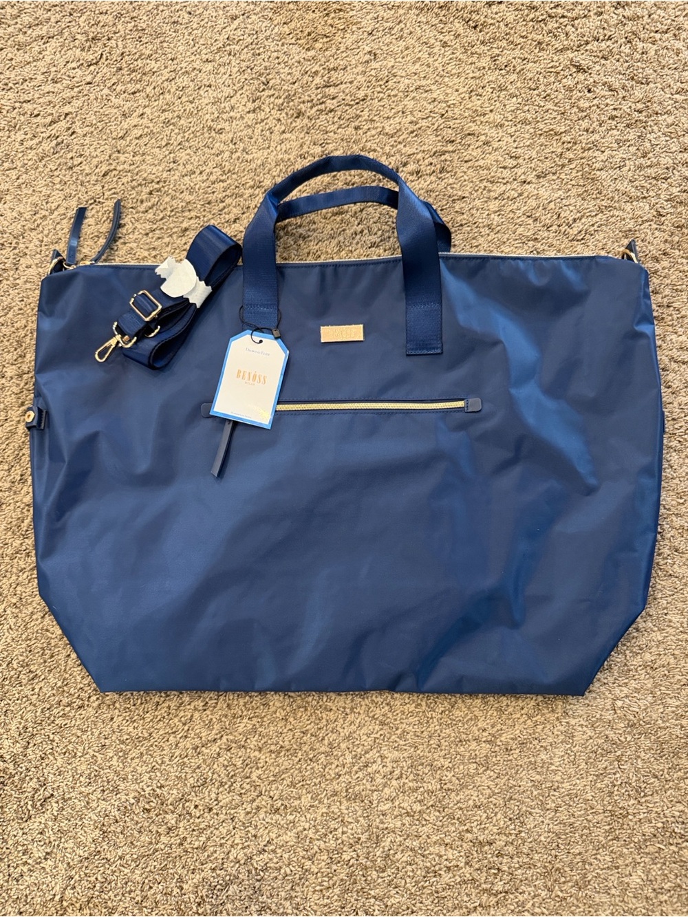 Navy Nylon Everyday Tote with Zip Pocket